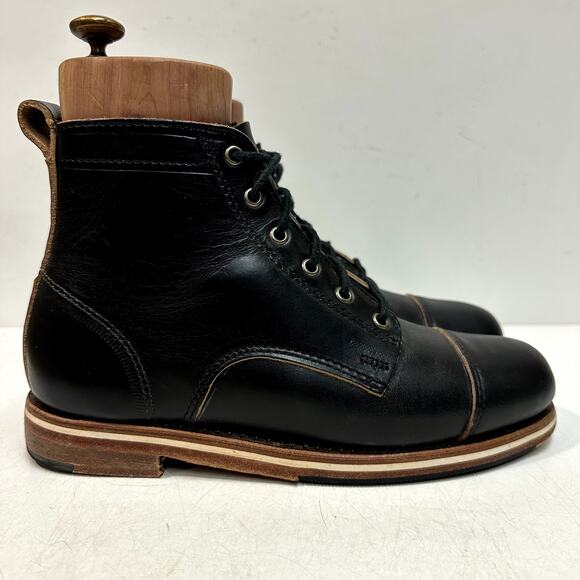 EUC Rancourt & Co. x Helm Muller Black Cap Toe Boot Horween Made in USA 7.5 D - Picture 2 of 11